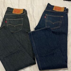 Levi's Men's Straight Jeans Duo - Dark Blue & Charcoal Black